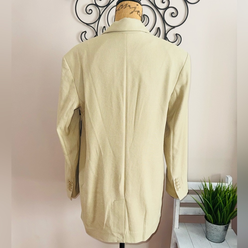 EXPRESS NEW $168 ELM GREEN LINEN BLEND OVERSIZED BOYFRIEND BLAZER SZ M MEDIUM - Picture 5 of 10